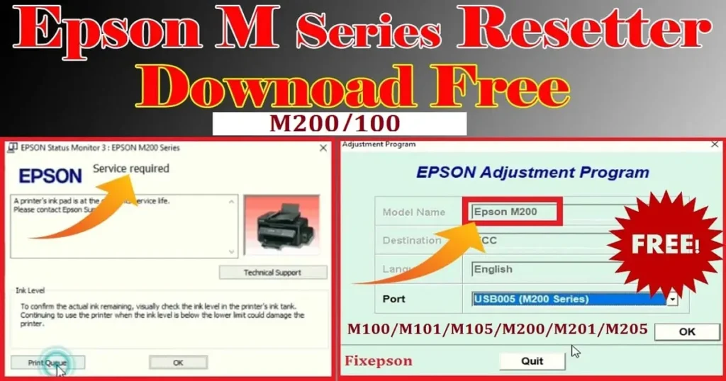 Epson M200 Resetter Free Download Red Light Blinking 100 Fix Fixepson 3481