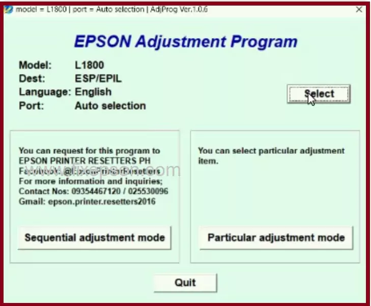 epson l1800 resetter install