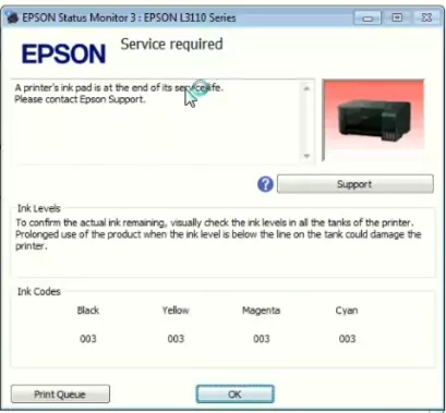 Epson L3110 Resetter Software Download Service Required