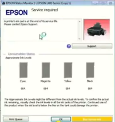 epson l485 resetter service required