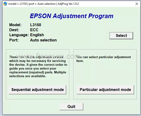 epson l3152 resetter adjustment program