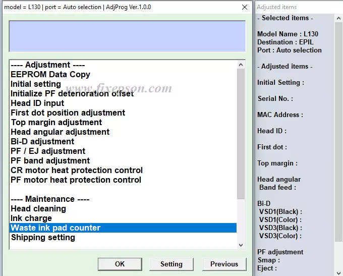 epson l130 adjustment program 112